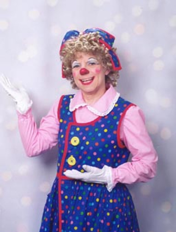 Rainbow the clown poses