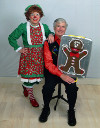 Rainbow the Clown and Mr. T with a gingerbread person