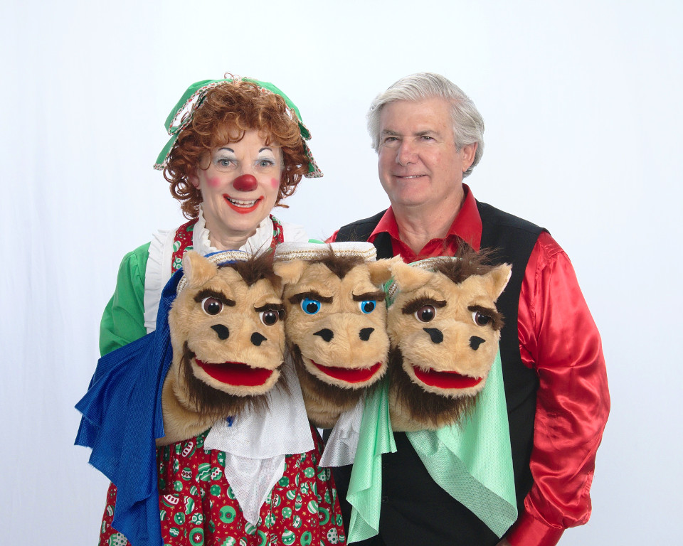 Rainbow, Mr. T, and the three camel puppets